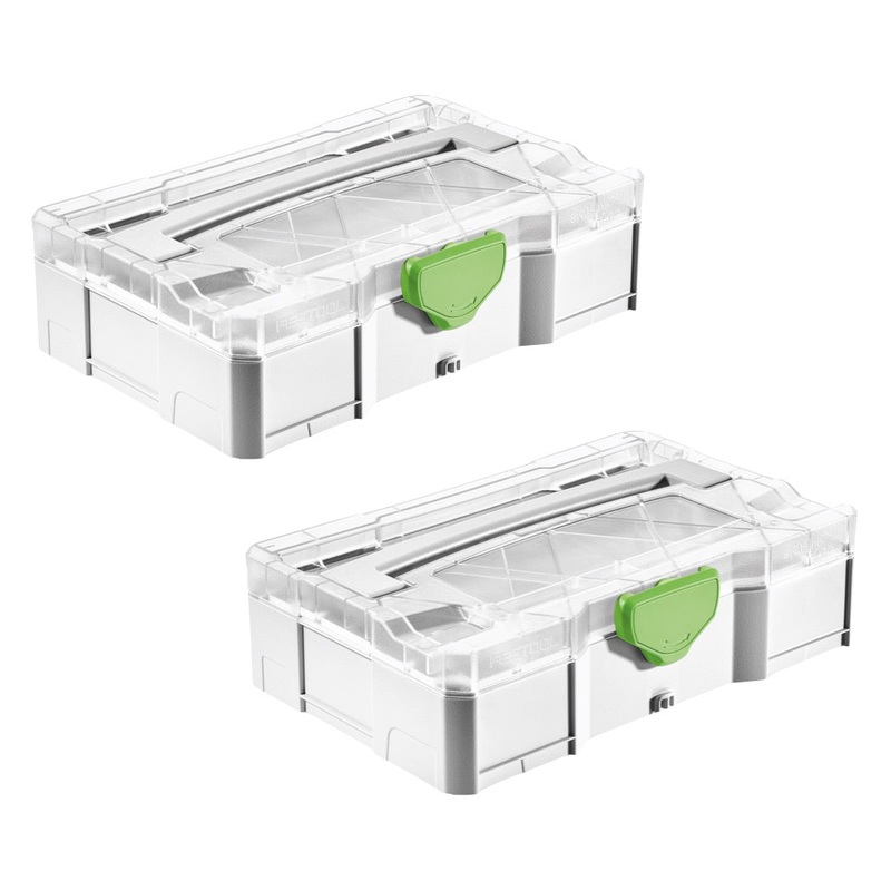 Festool T-LOC SYS MINI 1 TL TRA MINI Systainer 2 piezas (2x 203813) estuche para piezas pequeas tapa transparente se puede acoplar con SYS-MINI 1 y 3 TL