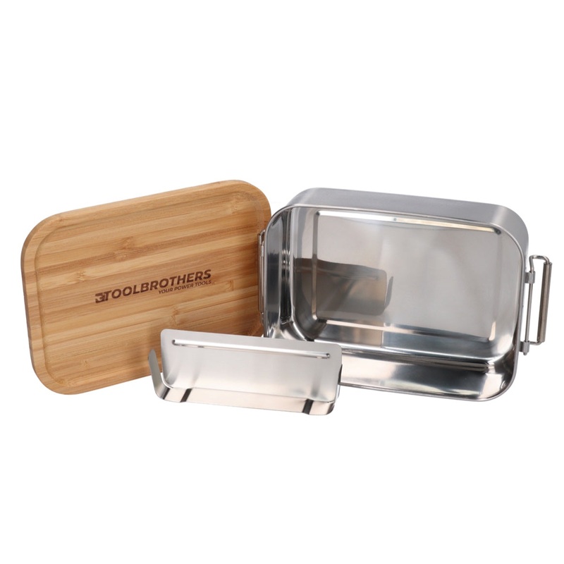 Toolbrothers Fan fiambrera de acero inoxidable con tapa de bamb 1200 ml, fiambrera para adultos y nios, merienda, fiambrera para el trabajo escolar, viajes de picnic