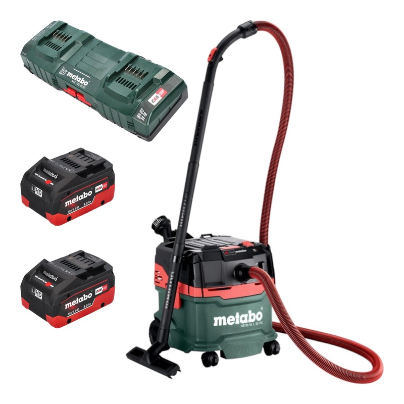 Metabo AS 36 18 L 20 PC aspirador en seco y hmedo batera 36 V (2x 18 V) 20 L + 2x batera LiHD 8,0 Ah + cargador doble