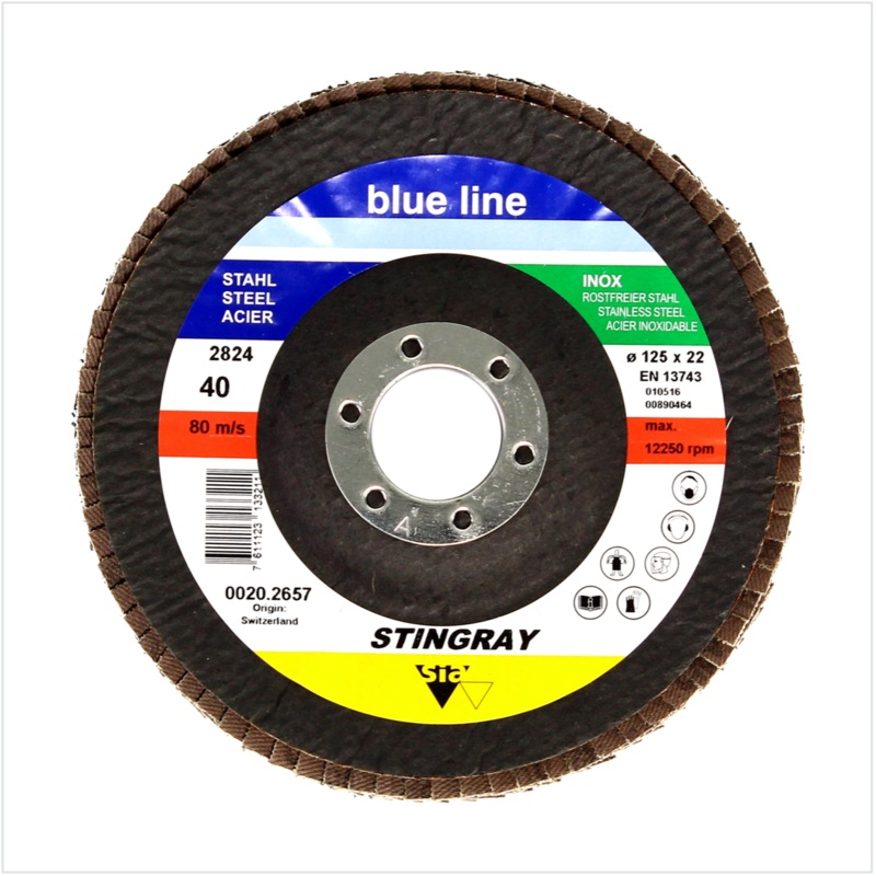 10x Arandela dentada Bosch SIA 2824 Stingray 125 mm P120 para acero y acero inoxidable