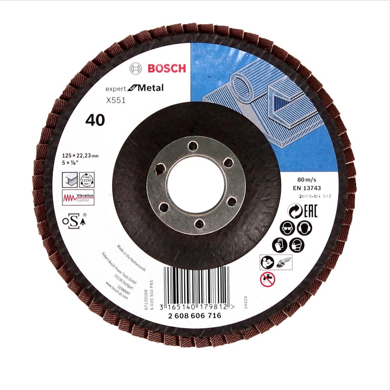 Discos de lminas Bosch X551 Expert for Metal 125 mm, K40, 10 piezas (10x 2608606716)