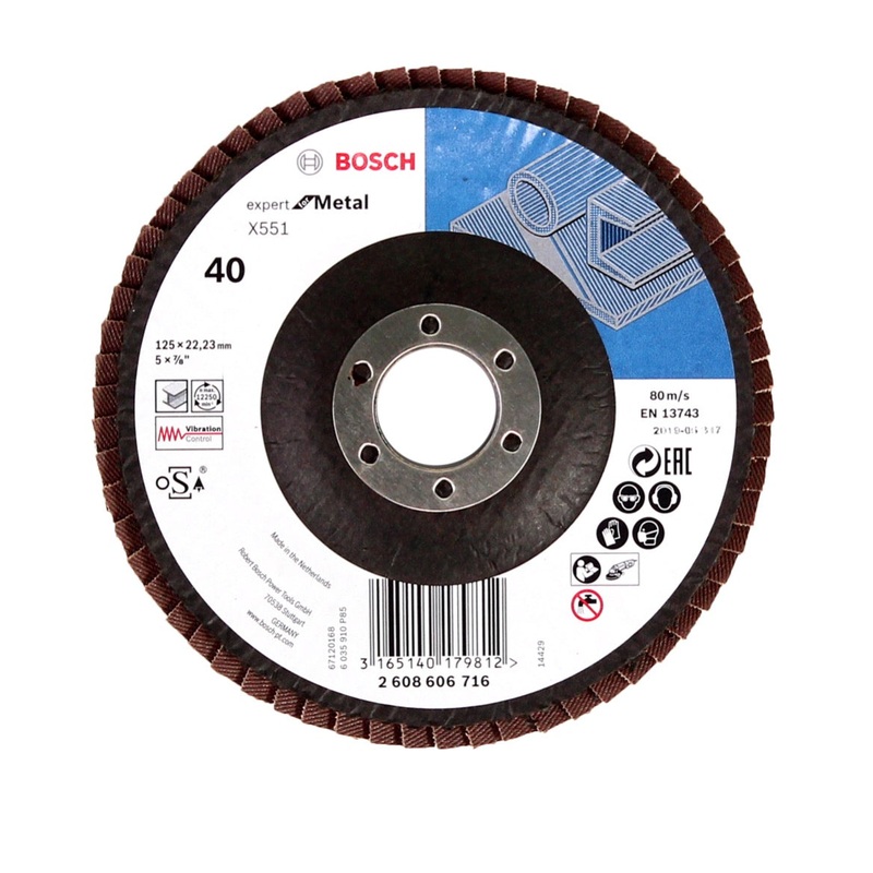 Discos de lminas Bosch X551 Expert para metal 125 mm, K40, 100 piezas (100x 2608606716)