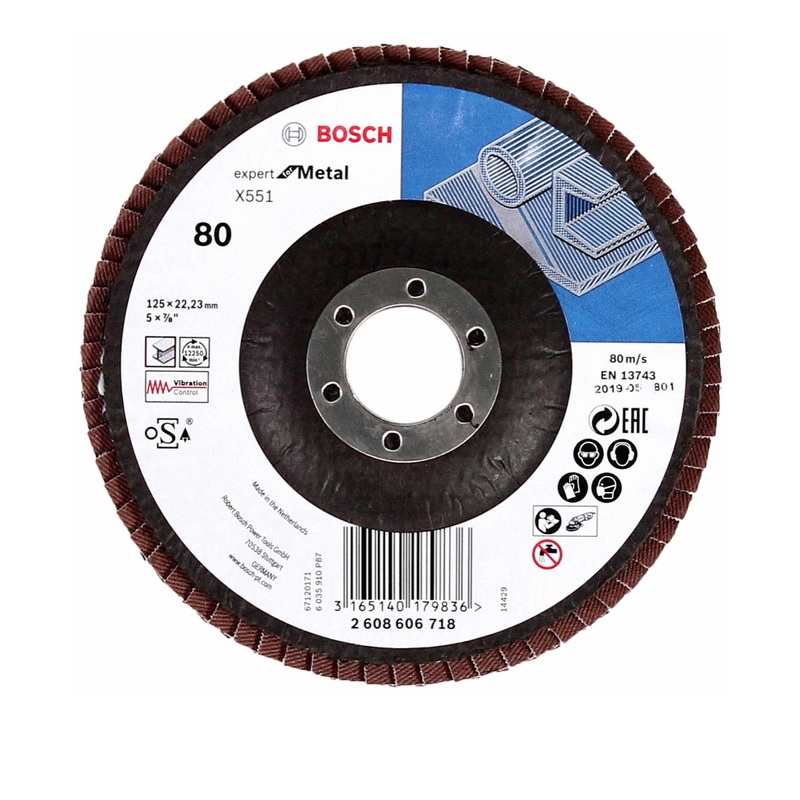 Discos de lminas Bosch X551 Expert para metal 125 mm, K80, 100 piezas (100x 2608606718)