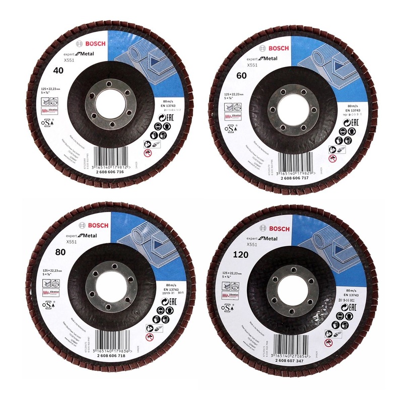 Juego de discos de lminas Bosch X551 Expert for Metal 125 mm, K40, K60, K80, K120 10 piezas cada uno