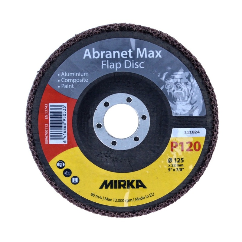 Mirka Abranet Max Disco de lminas T29 set 125 mm 22 mm ALOX 120 40 piezas (40x 8896700112) disco dentado para aluminio, materiales compuestos, pintura