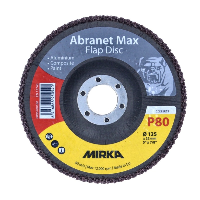 Mirka Abranet Max Disco de lminas T29 set 125 mm 22 mm ALOX 80 40 piezas (40x 8896700180) disco dentado para aluminio, materiales compuestos, pintura