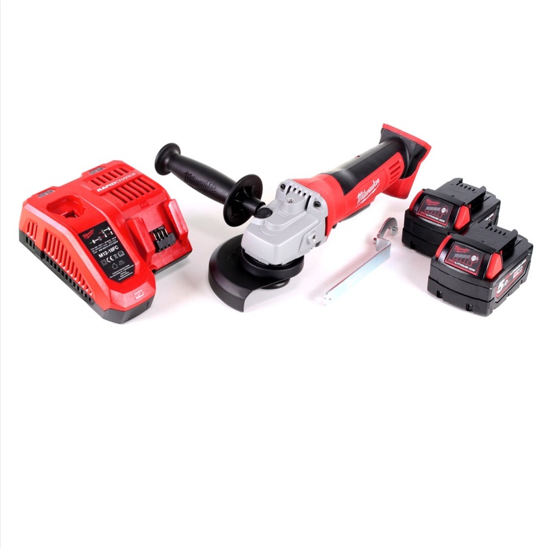 Amoladora angular a batera Milwaukee HD18 AG-125-502C 18 V 125 mm (4933441502) + 2x batera 5,0 Ah + cargador