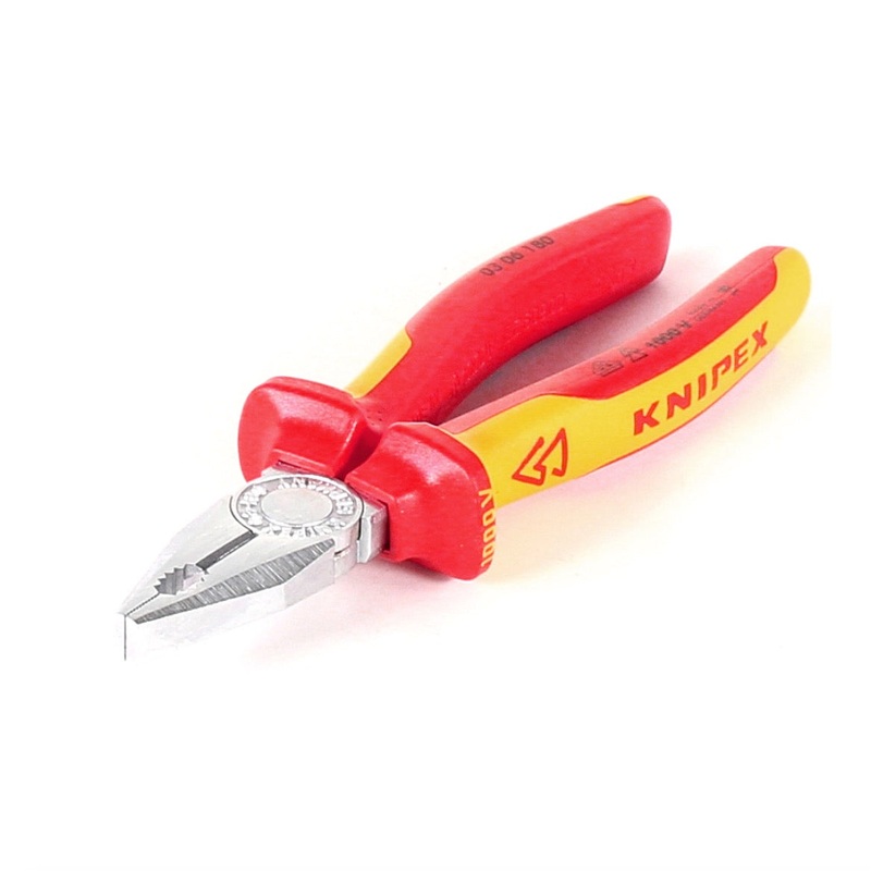Alicates universales KNIPEX con casquillos aislados de dos componentes, homologado VDE (03 06 180)