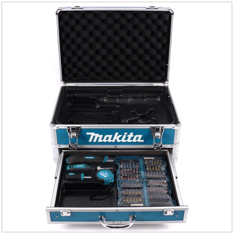 Maletn para herramientas Makita de aluminio con juego de herramientas de 78 piezas VERDE
