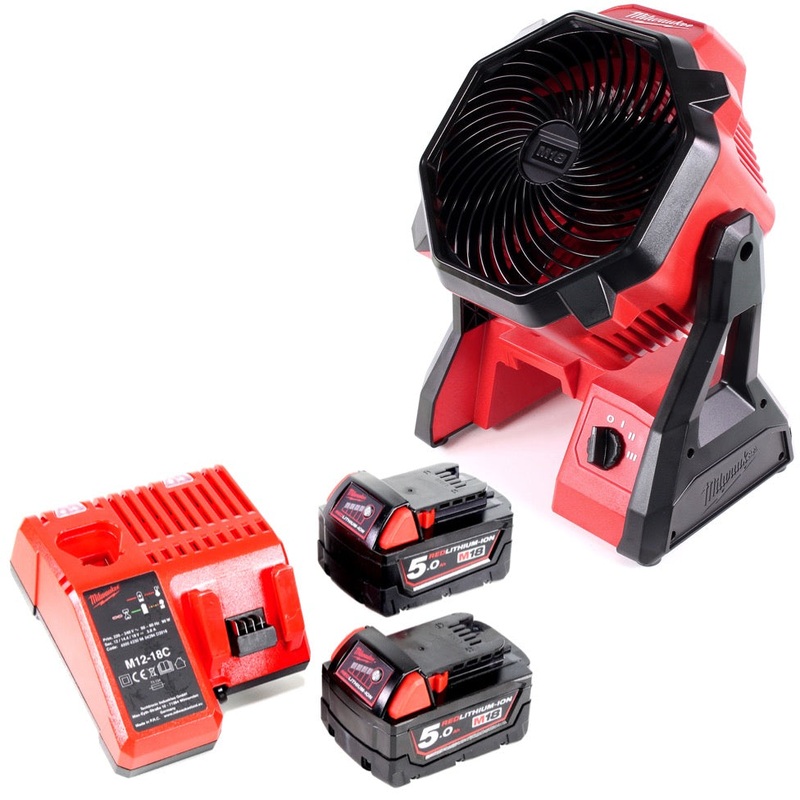 Ventilador batera Milwaukee M18 AF 502C 18V + 2x bateras 5.0Ah + cargador