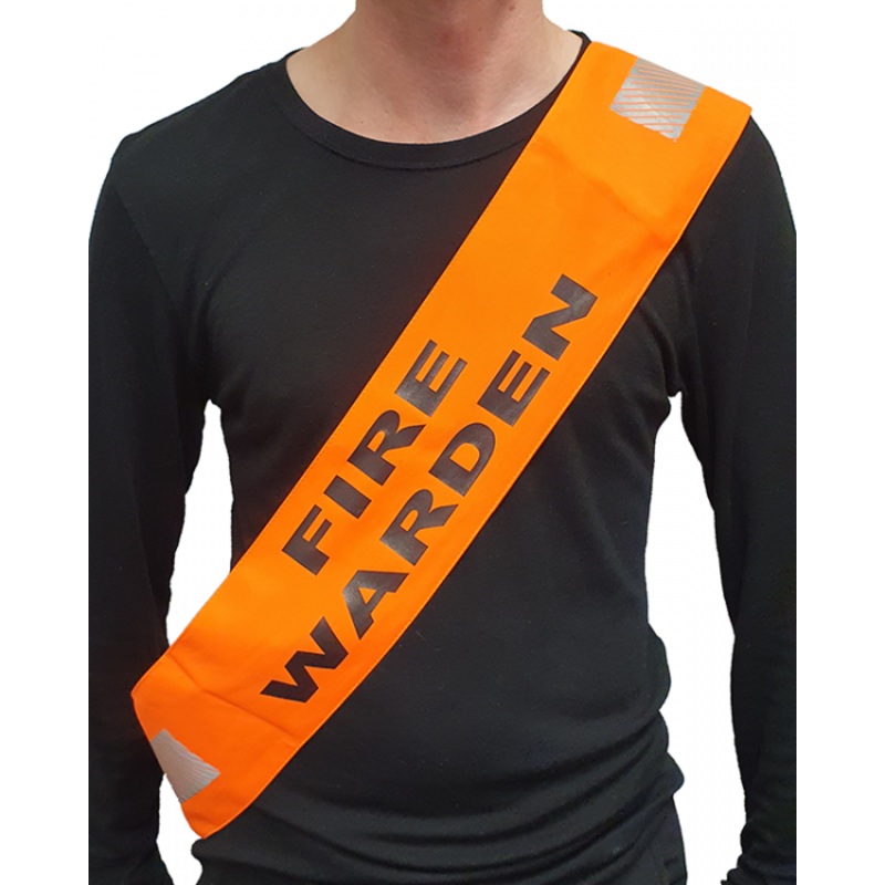 Fire Warden Sash with Velcro - Hi Vis Orange