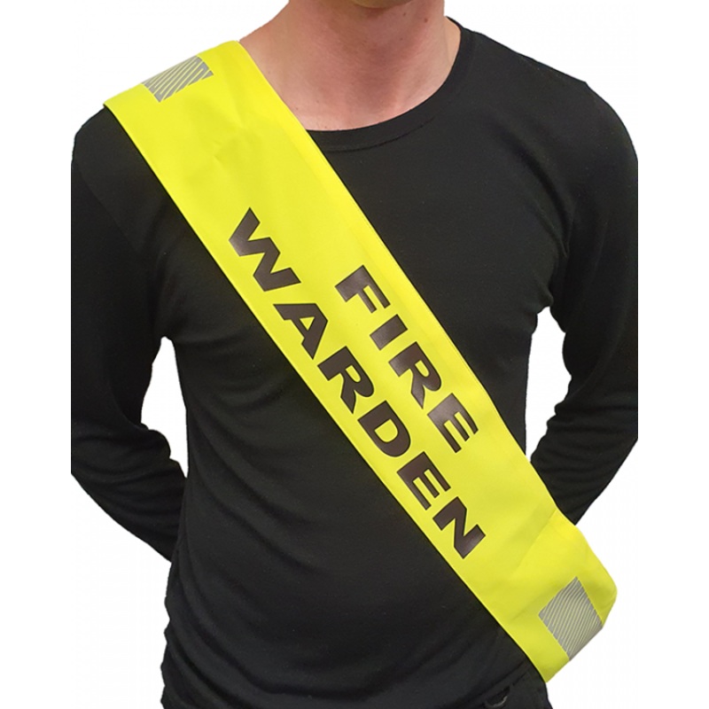 Fire Warden Sash with Velcro - Hi Vis Yellow