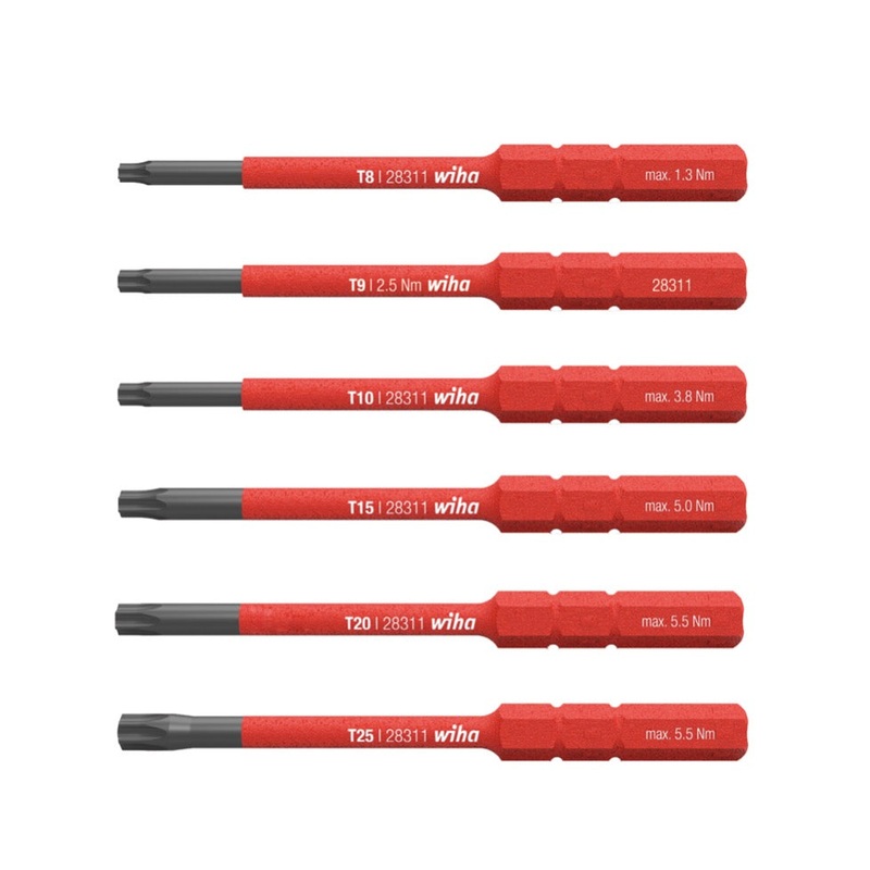 Juego de puntas Wiha slimBit electric VDE Torx, 6 piezas en una prctica caja (42210)