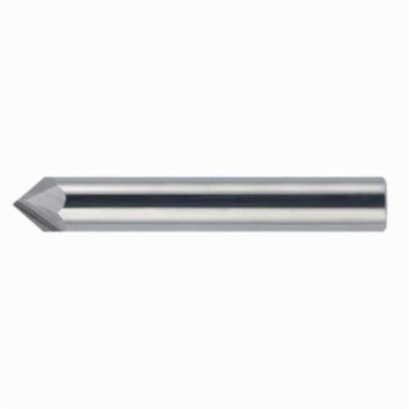 Bassett-B10225 MCH-4R Series Solid Carbide End Mill, Uncoated (Bright) Finish, 4 Flute, 60 Degrees Profile Angle, Chamfer End, 0.84" Cutting Length, 1/2" Cutting Diameter, 3" Length, 1/Box