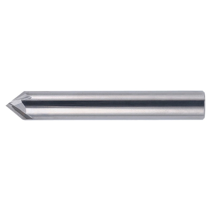 Bassett MCH-4R Series Solid Carbide End Mill, Bright Finish, 4 Flute, 90 Degrees Profile Angle, Chamfer End, 0.3 in. Cutting Length, 1/4 in. Cutting Diameter, 2-1/2 in. Length, 1/Box