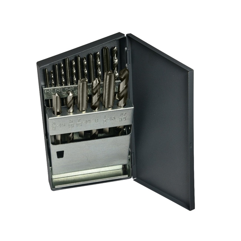Greenfield Threading 330083 High Speed Steel Jobber Drill Plug Hand Tap Set, 18-Piece Set
