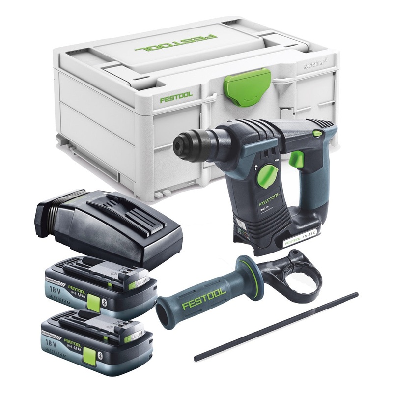 Festool BHC 18-Basic martillo perforador a batera 18 V 1,8 J SDS Plus brushless + 2x bateras recargables 4,0 Ah + cargador + Systainer
