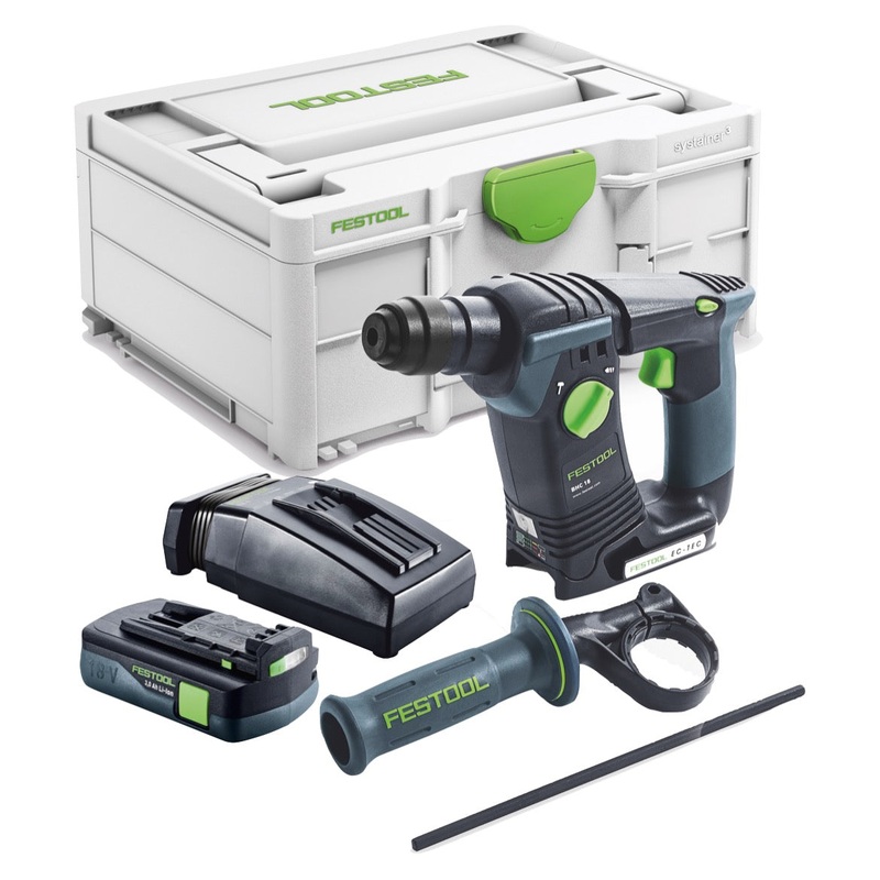 Festool BHC 18-Basic martillo perforador a batera 18 V 1,8 J SDS Plus sin escobillas + 1x batera 3,0 Ah + cargador + Systainer