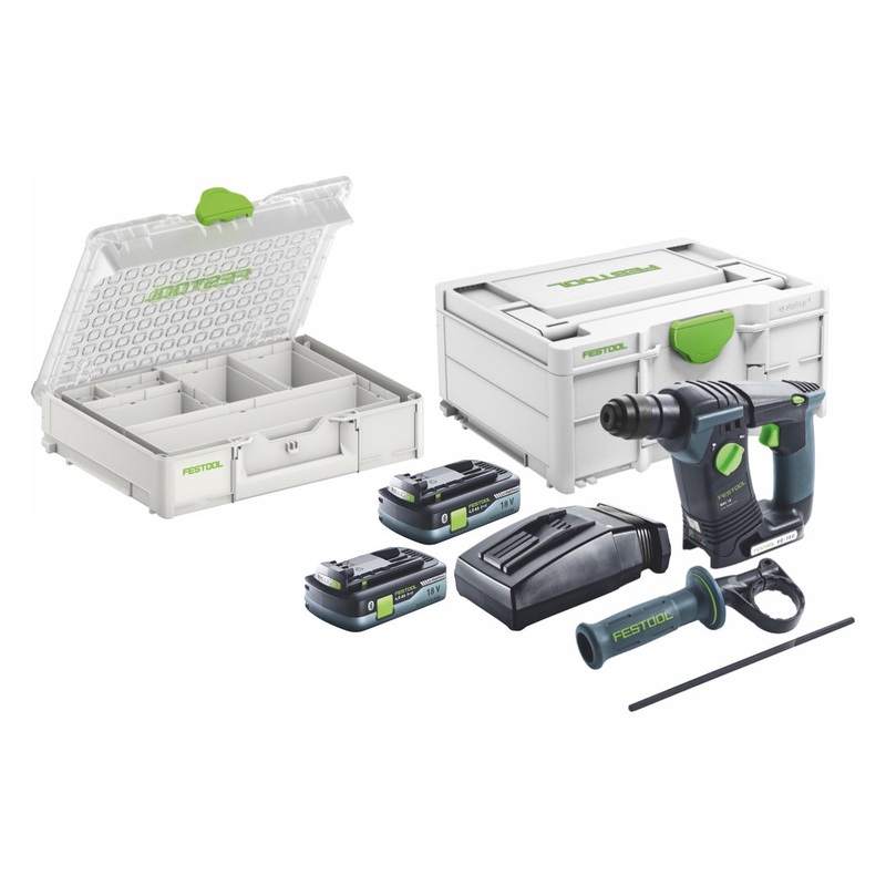 Festool BHC 18 HPC 4.0 I-Plus Organizer Edition (577430) martillo perforador a batera 18 V 25 Nm 1,8 J SDS Plus sin escobillas + 2x bateras recargables 4,0 Ah + cargador + organizador + systainer