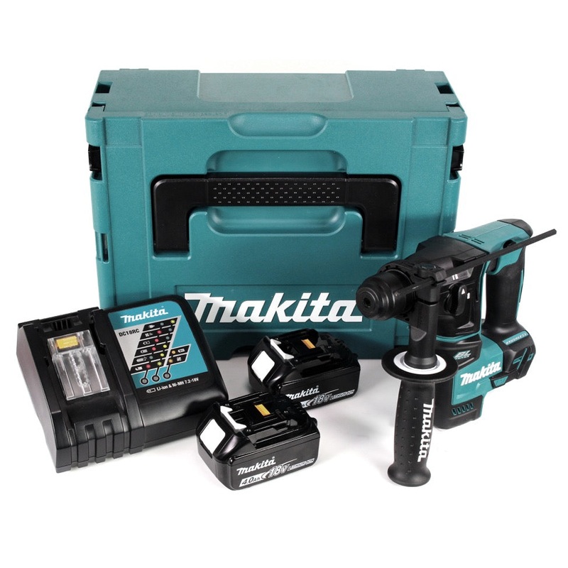 Makita DHR 171 RMJ taladro percutor a batera sin escobillas SDS Plus 18V 1.2J + 2x batera 4.0Ah + cargador + Makpac
