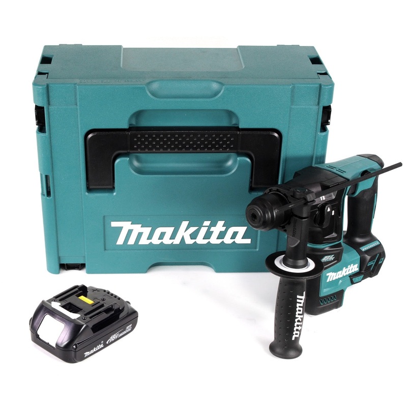 Makita DHR 171 Y1J 18V Taladro percutor inalmbrico sin escobillas de 2 etapas SDS Plus + 1x batera 1,5Ah - sin cargador