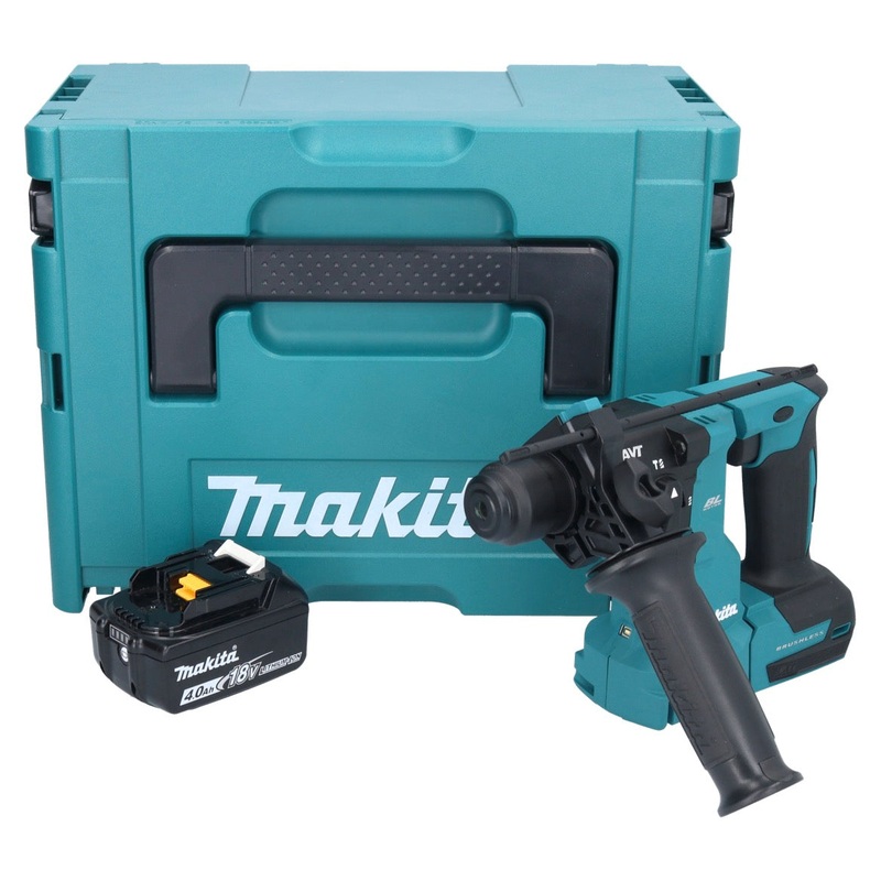 Makita DHR 183 M1J martillo perforador inalmbrico 18 V 1.7 J SDS plus sin escobillas + 1x batera 4.0 Ah + Makpac - sin cargador