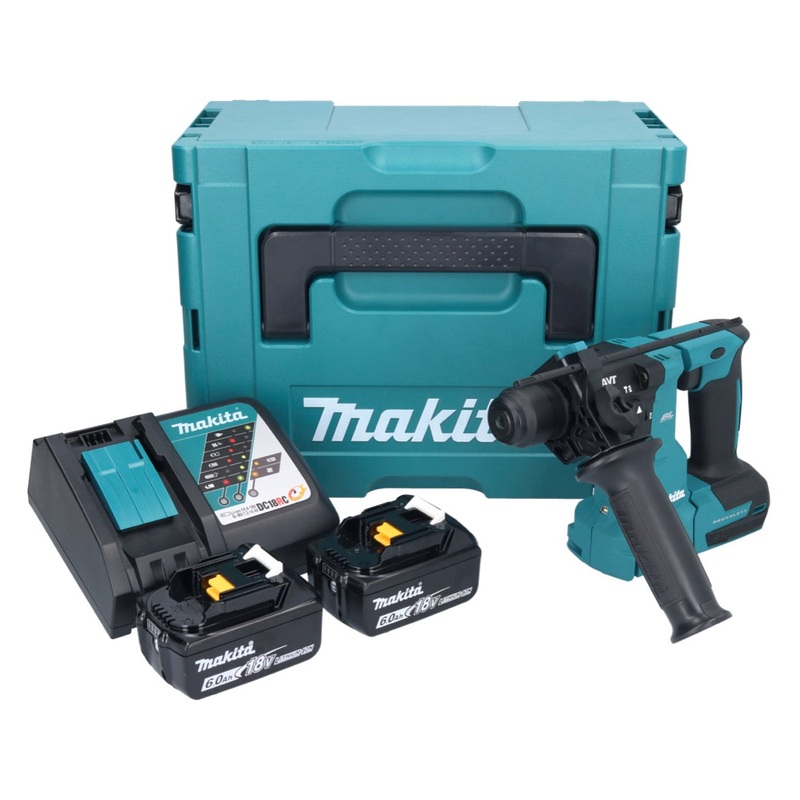 Makita DHR 183 RGJ martillo perforador inalmbrico 18 V 1.7 J SDS plus sin escobillas + 2x batera 6.0 Ah + cargador + Makpac
