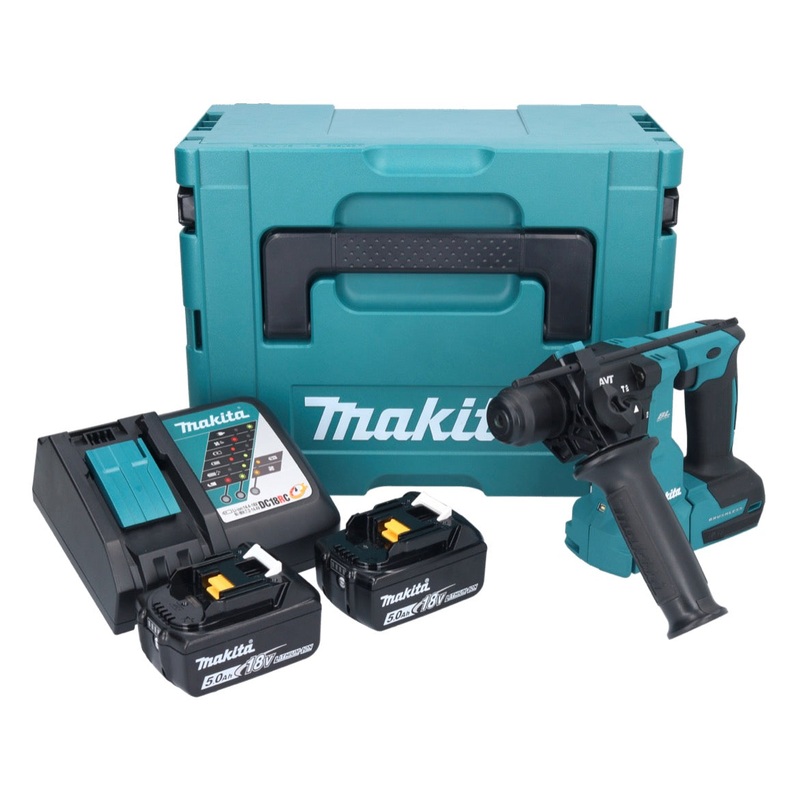 Makita DHR 183 RTJ martillo perforador inalmbrico 18 V 1.7 J SDS plus sin escobillas + 2x batera 5.0 Ah + cargador + Makpac