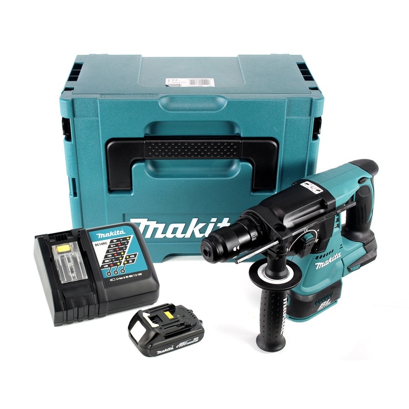 Makita DHR 243 RY1J martillo combinado a batera 18 V sin escobillas + 1x batera 1,5 Ah + cargador + Makpac