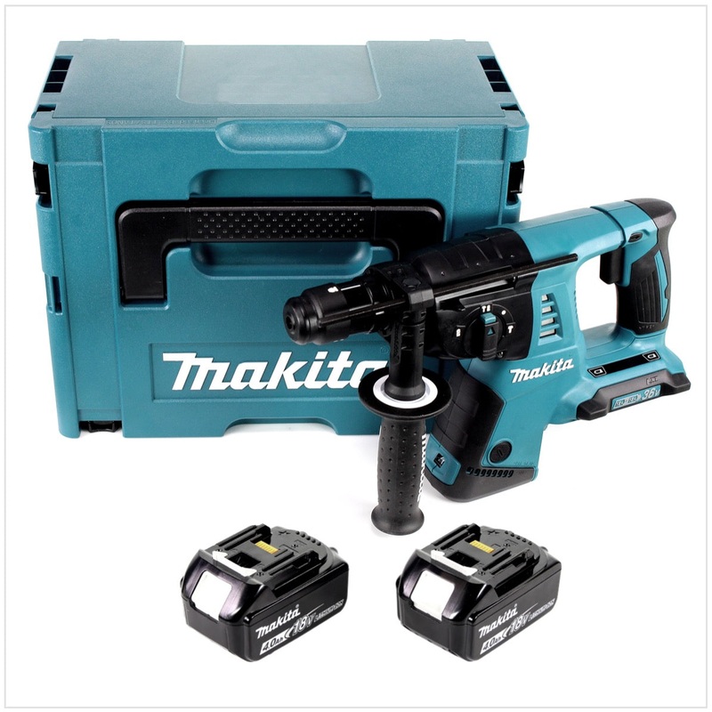 Makita DHR 264 2 x 18 V / 36 V Li-Ion SDS Plus taladro percutor a batera en Makpac 4 con inserto + 2 x batera BL 1840 18 V 4,0 Ah Li-Ion