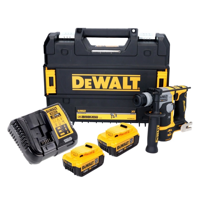 Martillo perforador inalmbrico DeWalt DCH 172 M2 18 V 16 mm 1,4 julios SDS plus sin escobillas + 2x batera 4,0 Ah + cargador + TSTAK