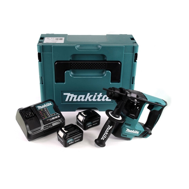 Taladro percutor inalmbrico Makita HR 140 DSMJ 10,8 V + 2 bateras de 4,0 Ah con cargador y maletn de transporte MAKPAC
