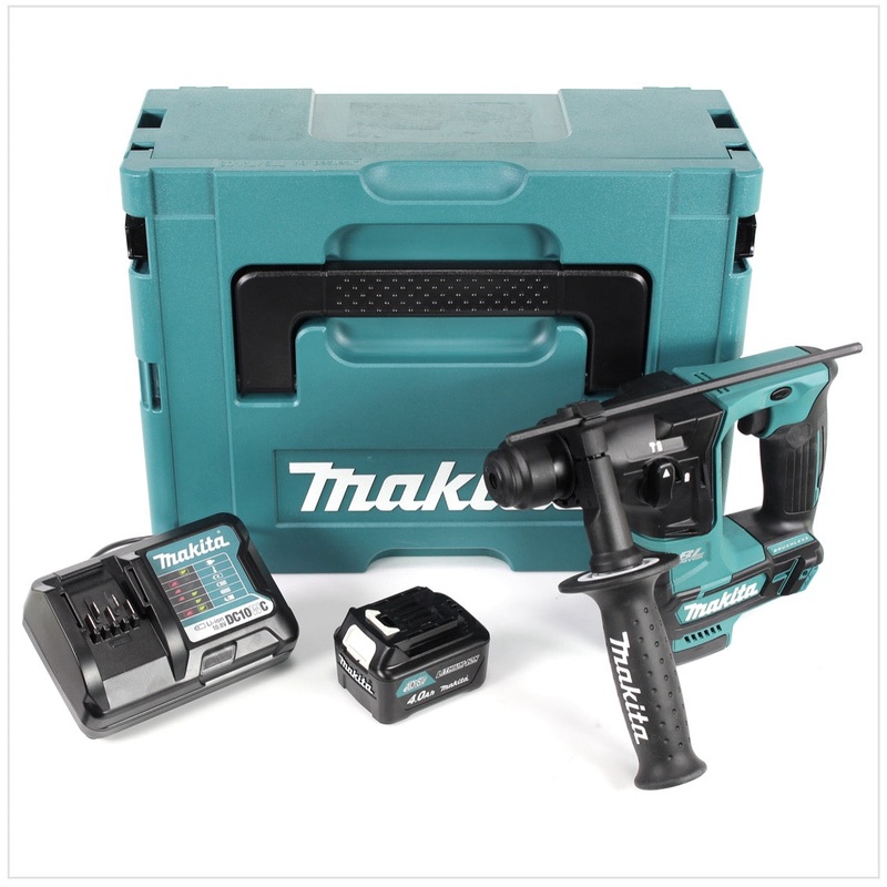 Taladro percutor inalmbrico Makita HR 166 DSM1J 10,8 V SDS-Plus sin escobillas en Makpac + 1 batera de 4,0 Ah + cargador