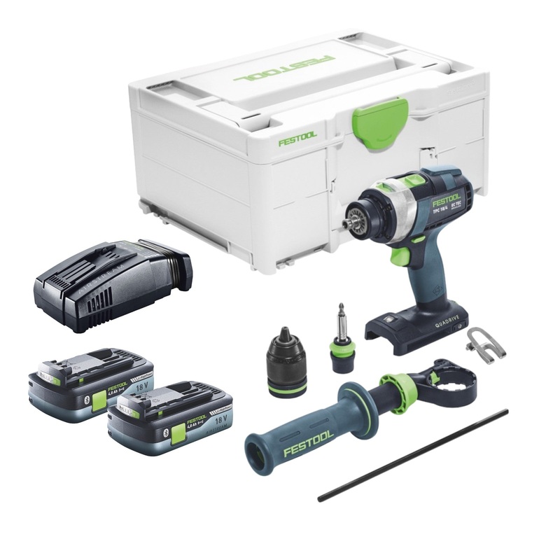 Festool TPC 18/4 I-Basic taladro percutor a batera 18 V 75 Nm + 2x bateras 4,0 Ah + cargador rpido + systainer