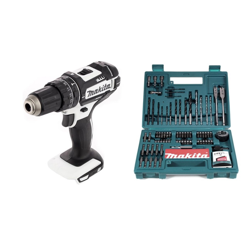 Makita DHP 482 ZW Taladro percutor inalmbrico 18 V 62 Nm solo + juego de broca y broca 100 piezas