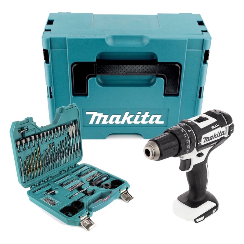 Taladro de impacto inalmbrico Makita DHP 482 ZJW 18 V 62 Nm + juego de broca y taladro de 101 piezas - sin batera, sin cargador