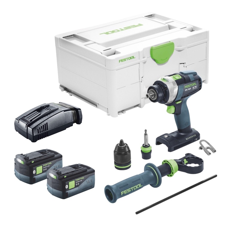 Taladro percutor a batera Festool TPC 18/4 I-Basic 18 V 75 Nm + 2 bateras 5,0 Ah + cargador rpido + systainer