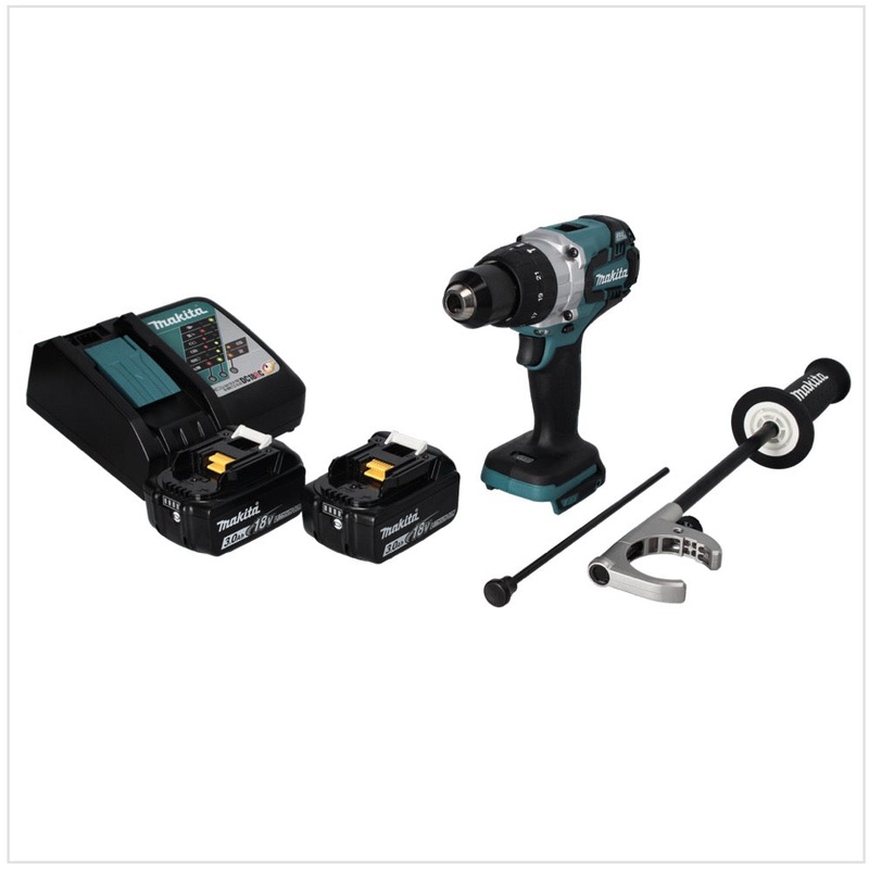 Taladro percutor inalmbrico Makita DHP 481 RF 18 V 115 Nm sin escobillas + 2x batera 3.0 Ah + cargador