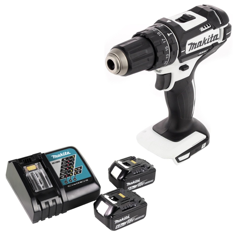 Taladro percutor inalmbrico Makita DHP 482 RGW 18 V 62 Nm + 2x batera 6.0 Ah + cargador