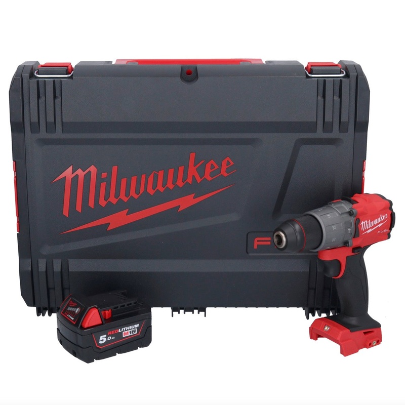 Taladro percutor inalmbrico Milwaukee M18 FPD2-501X 18 V 135 Nm brushless + 1x batera 5.0 Ah + caja HD - sin cargador