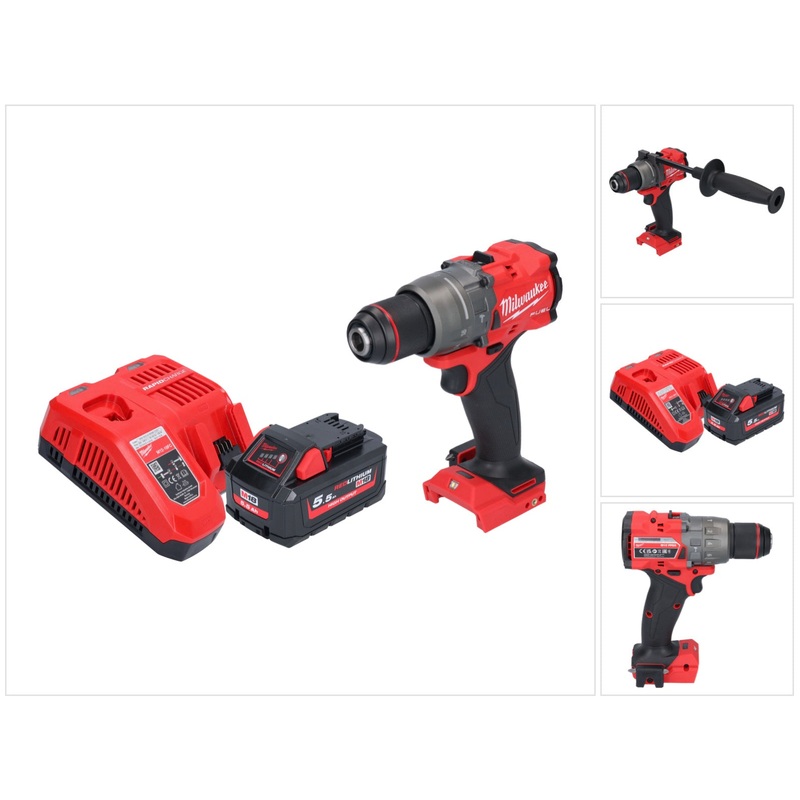 Taladro percutor inalmbrico Milwaukee M18 FPD3-551 18 V 158 Nm sin escobillas + 1x batera 5,5 Ah + cargador