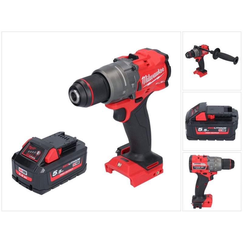Taladro percutor inalmbrico Milwaukee M18 FPD3-551 18 V 158 Nm sin escobillas + 1x batera 5,5 Ah - sin cargador