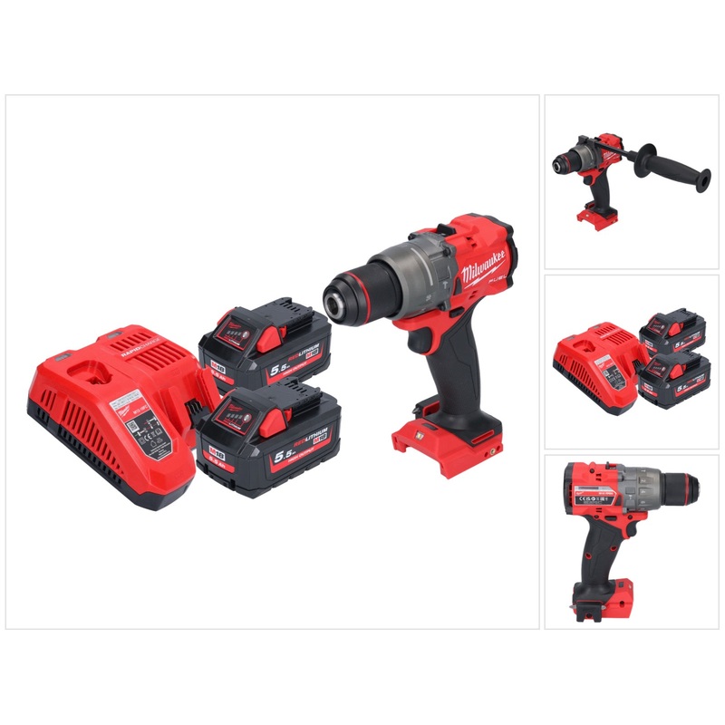 Taladro percutor inalmbrico Milwaukee M18 FPD3-552 18 V 158 Nm sin escobillas + 2x bateras 5,5 Ah + cargador