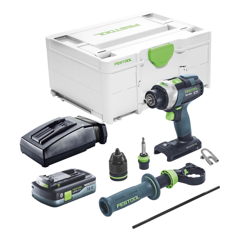 Festool TPC 18/4 I-Basic Taladro percutor inalmbrico 18 V 75 Nm Brushless + 1x Batera 4.0 Ah + Cargador + Systainer