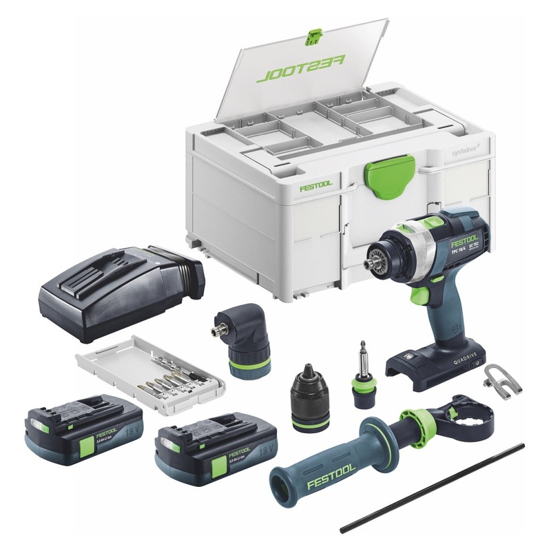 Festool TPC 18/4 I set bsico taladro percutor a batera 18 V 75 Nm brushless + 2x bateras recargables 3,0 Ah + cargador + Systainer