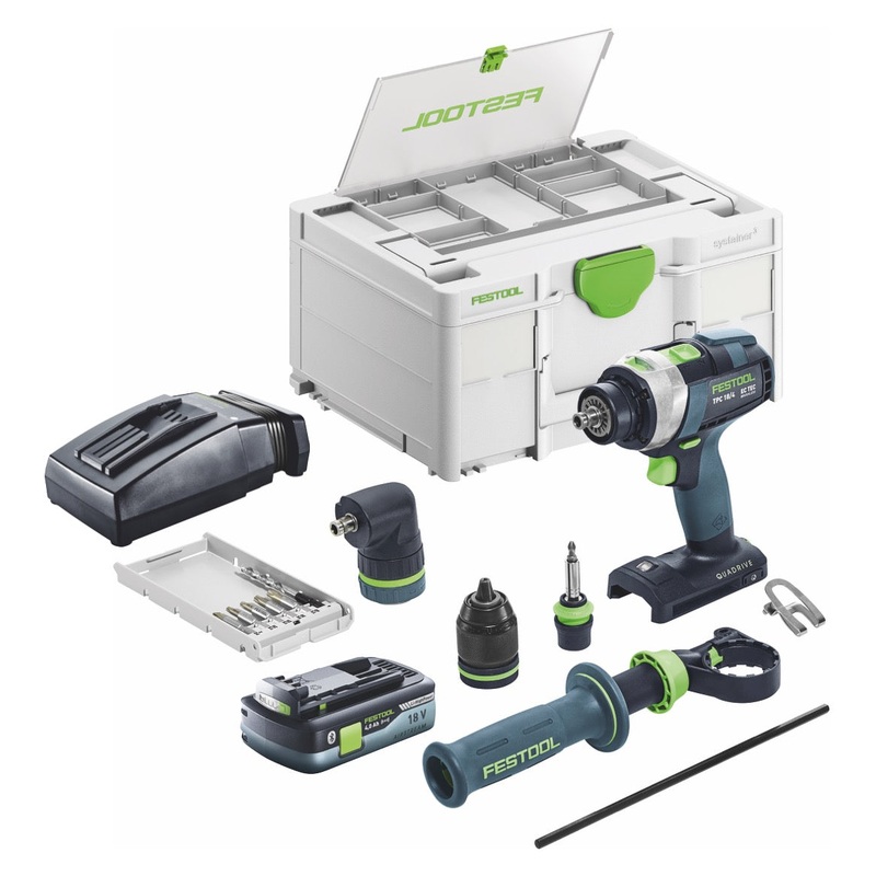 Festool TPC 18/4 I set bsico taladro percutor a batera 18 V 75 Nm sin escobillas + 1x batera 4,0 Ah + cargador + Systainer