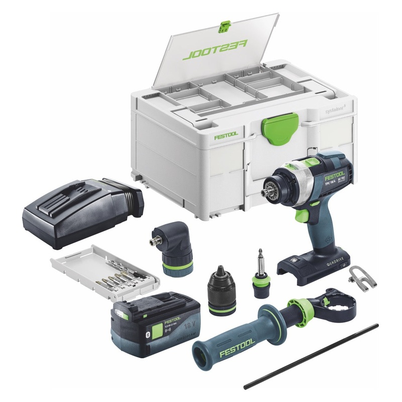 Festool TPC 18/4 I set bsico taladro percutor a batera 18 V 75 Nm sin escobillas + 1x batera 5,0 Ah + cargador + Systainer