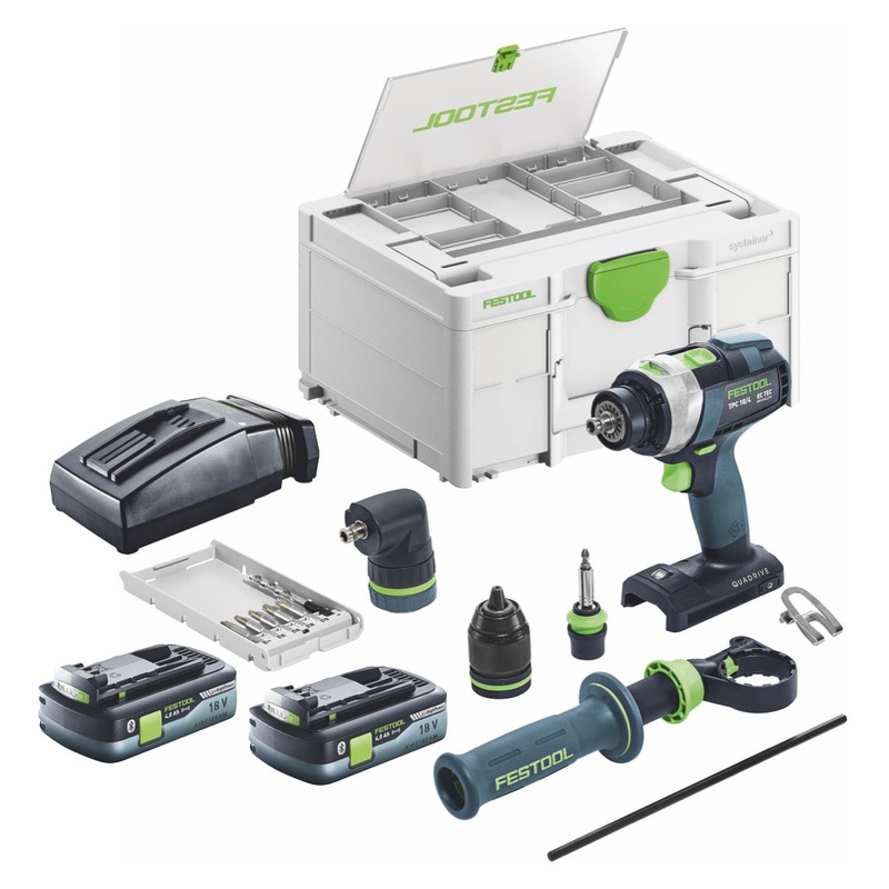 Festool TPC 18/4 I set bsico taladro percutor a batera 18 V 75 Nm sin escobillas + 2x bateras recargables 4.0 Ah + cargador + Systainer