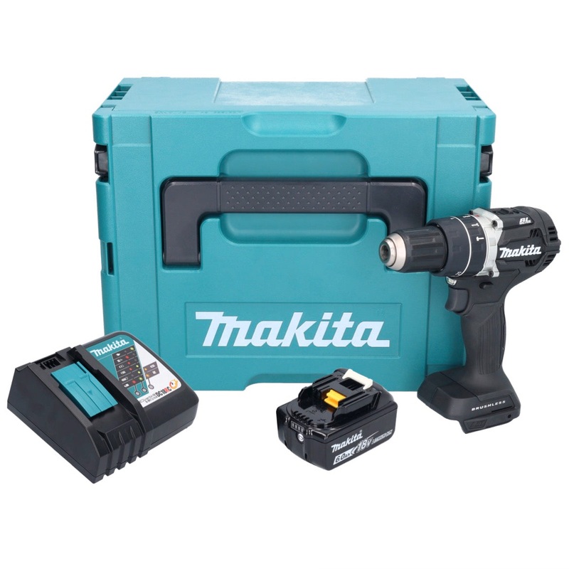 Makita DHP 484 RG1JB Taladro percutor inalmbrico 18 V 54 Nm Brushless Negro + 1x Batera 6.0 Ah + Cargador + Makpac