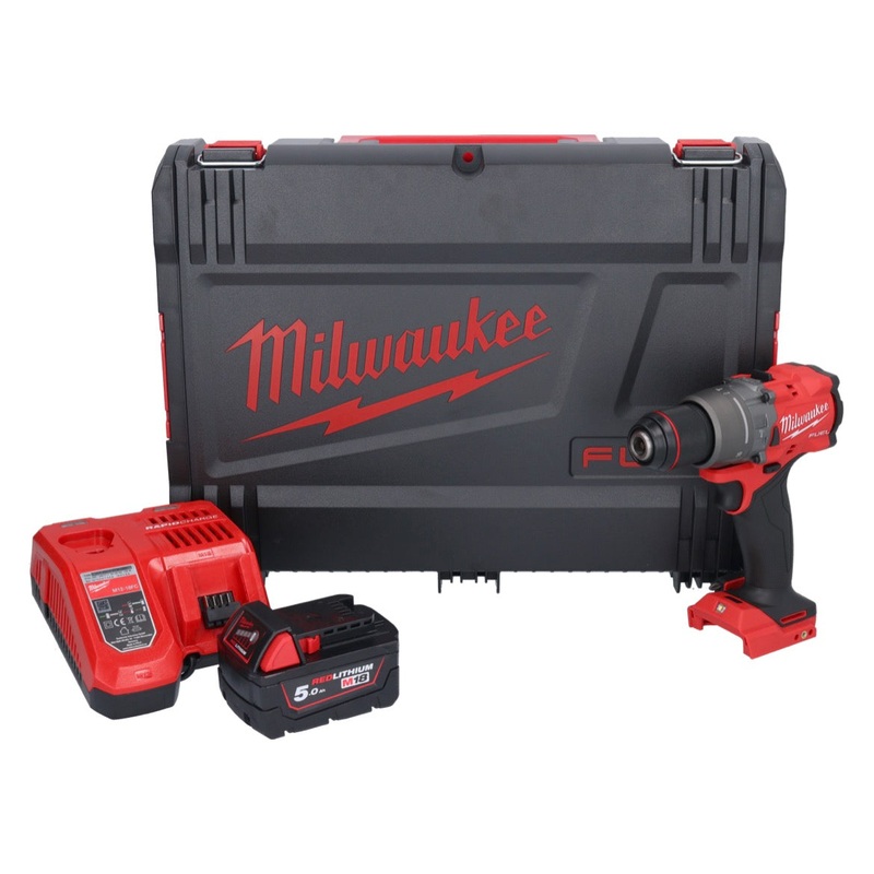 Milwaukee M18 FPD3-501X Taladro Percutor a Batera 18 V 158 Nm Brushless + 1x Batera 5.0 Ah + Cargador + Caja HD